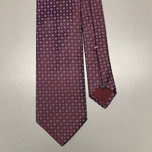 BORRELLI Burgundy Blue Squares Silk Tie
